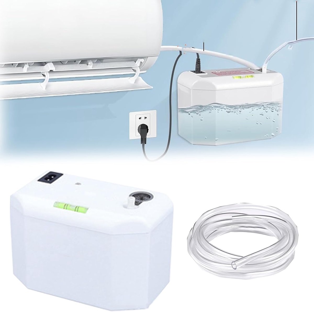 24 l/u, mini-hefpomp voor airconditioning met 5 m slang voor condensaatpomp van 200 ml, automatisch overloopalarm