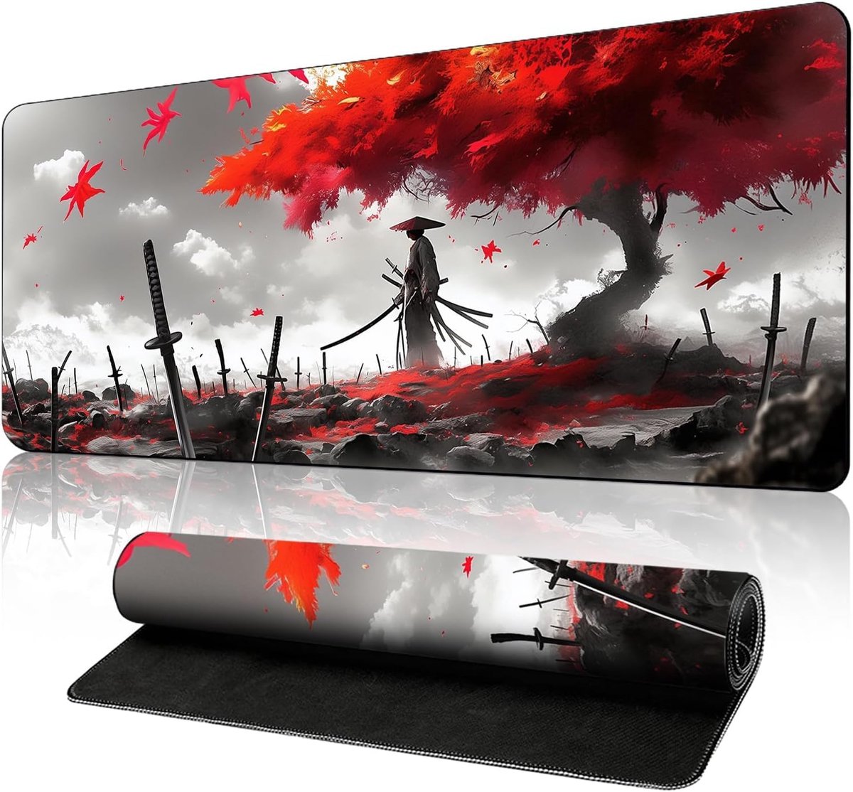 XXL gaming-muismat, 900 x 400 x 3 mm, genaaide randen, antislip en waterdicht, bureauonderlegger voor gamers en professionals, compatibel met pc en laptop (spel 1)