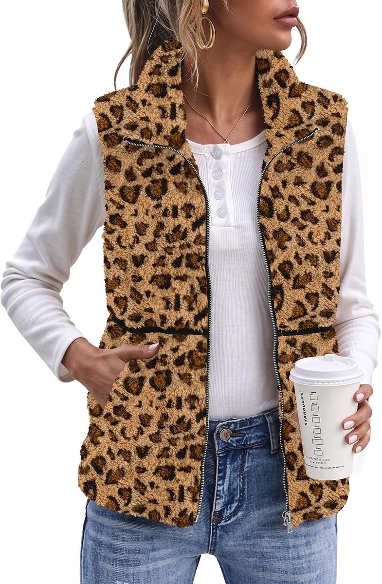 Fleece Gilet voor Vrouwen UK Zip Up Stand Kraag Body Warmer Vest