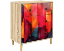 vidaXL - Ladekast - HEESCH - Kleur - blok - print - 66 - x - 36,5 - x - 75 - cm - Bewerkt - hout