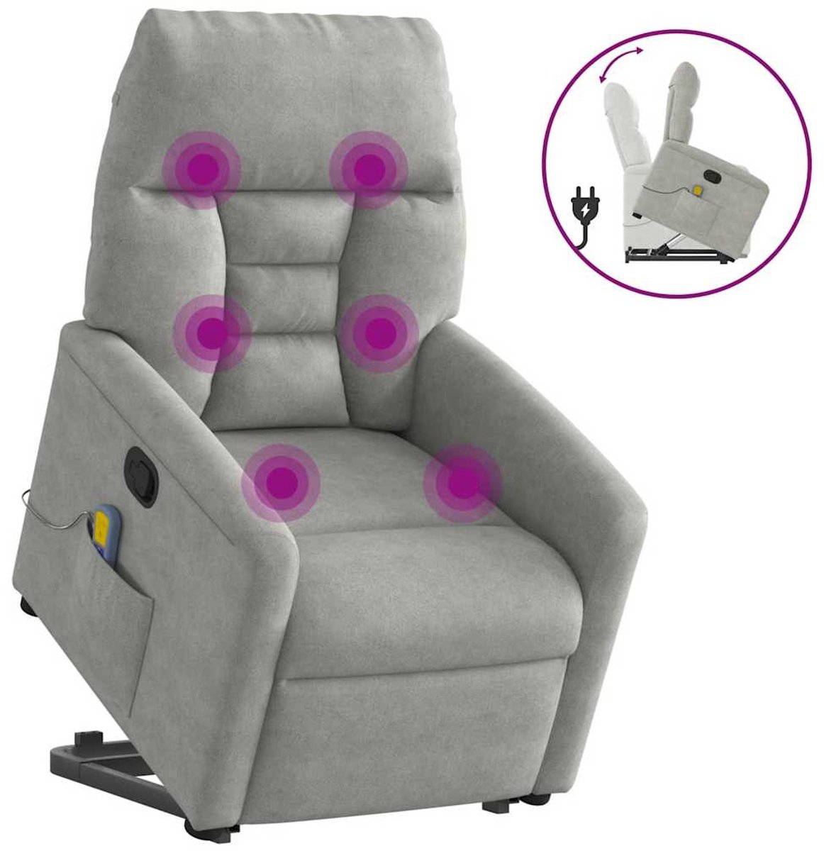 vidaXL Sta-op-massagestoel - verstelbaar - microvezelstof - lichtgrijs