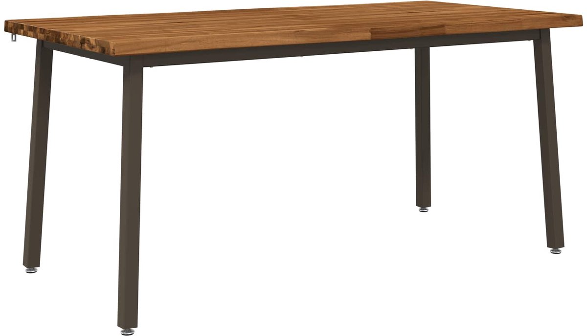 vidaXL Eettafel - met - levendige - rand - 160 - x - 80 - x - 75 - cm Naturel
