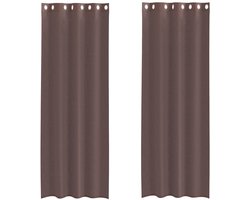 vidaXL - Gordijnen - voile - met - doorvoertules - 2 - st - 140x260 - cm - bruin