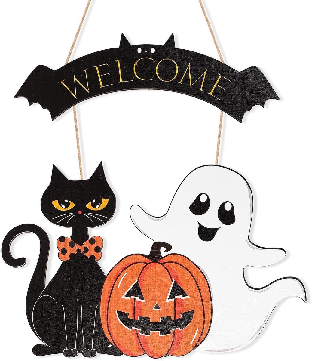 deurbordje, Halloween, decoratieve bordjes, pompoen, schattig en griezelig, Halloween-bord voor feestdecoratie, betoverd huis (stijl B)