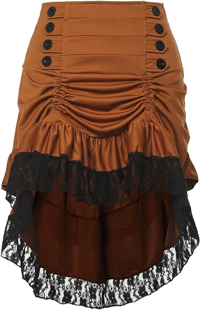 Victoriaanse Steampunk Rok Dames Gothic Vintage Plus Size Jurk Hoog Laag Cosplay Kostuum