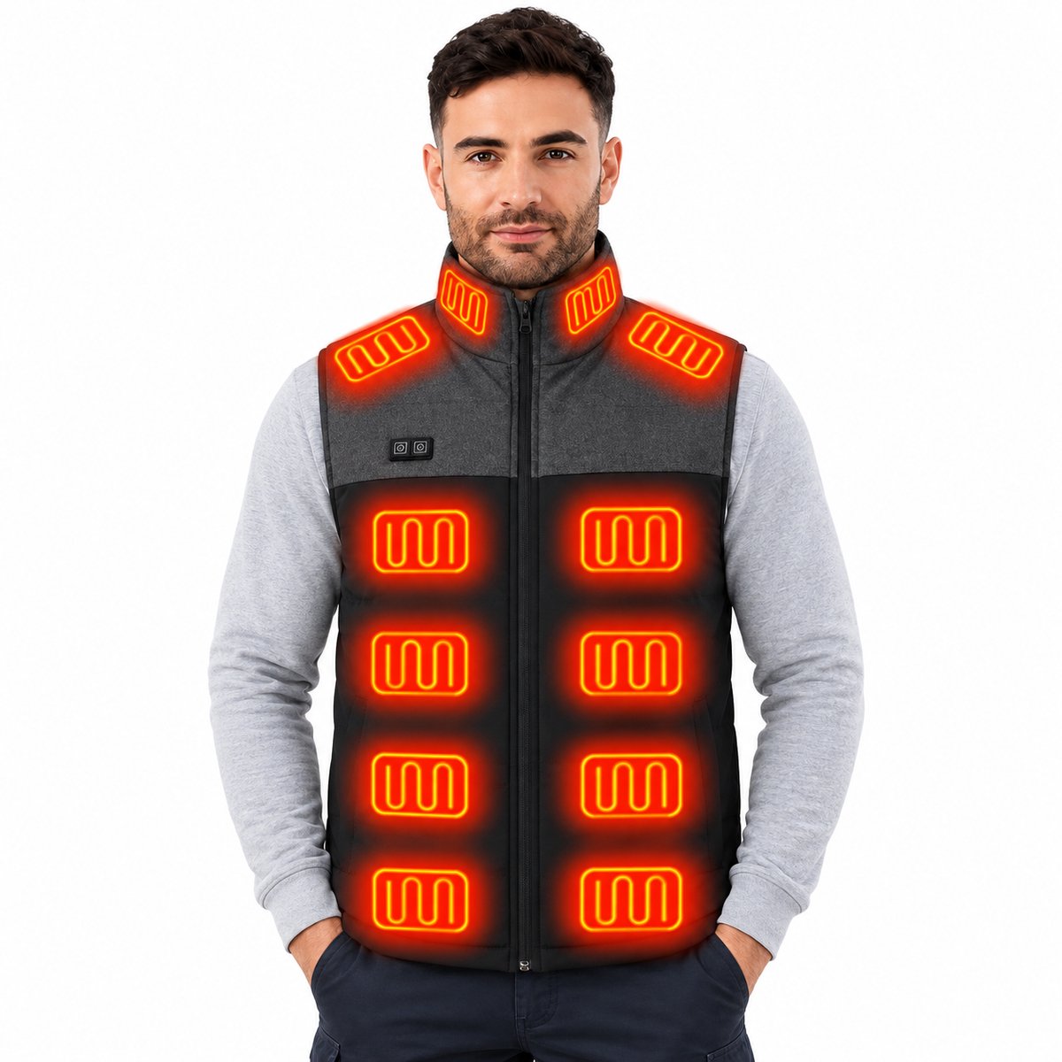 Currero Verwarmde Bodywarmer Heren Heated Vest Elektrische Bodywarmer 23 Warmtezones Oplaadbaar Voor Mannen Zwart