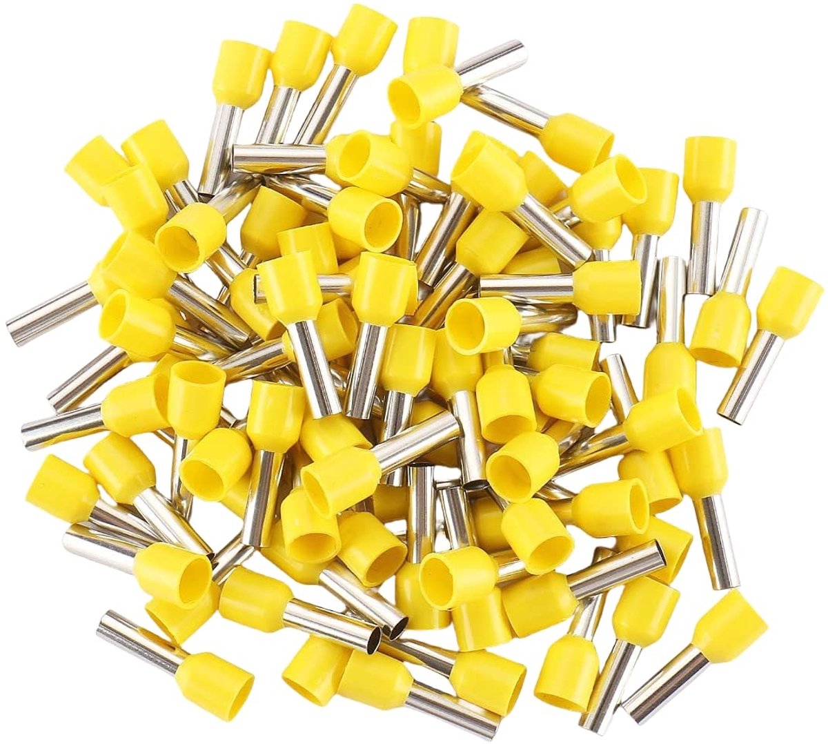 100 stuks adereindhulzen, 1,5 mm², geïsoleerde aderhulzen, kabelhulzen, adereindhulzen voor draadverbinding (geel)