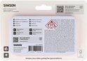 Achterkant van de Simson E-Bike bandenplakset met informatie en icoontjes.