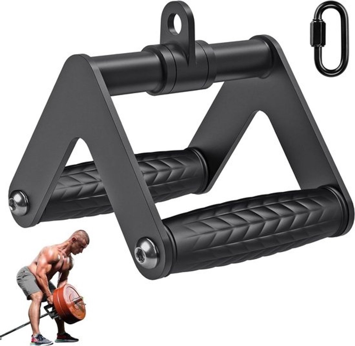 Dubbele D-handgreep - Kabelmachine handvat - Kracht trainen - Verhoogde grip textuur - 550 pond capaciteit - Zilver