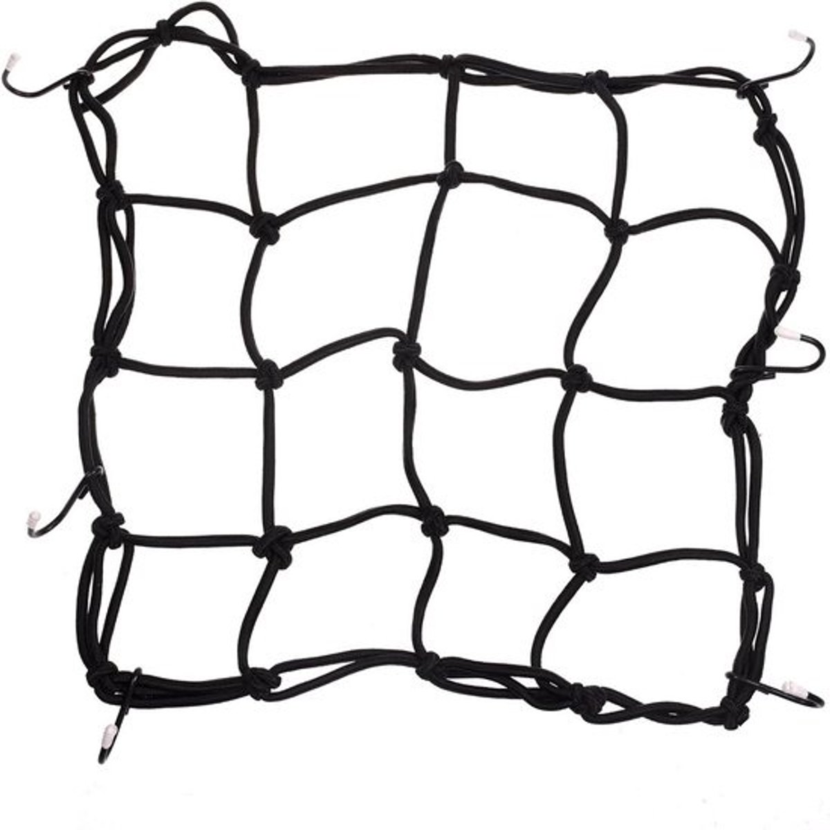 Motorfiets Bagagenet - Helm Net Vrachtnet - Bagage Vervoeren - Elastisch Nylon Materiaal - 30x30cm 6 Haken - Zwart