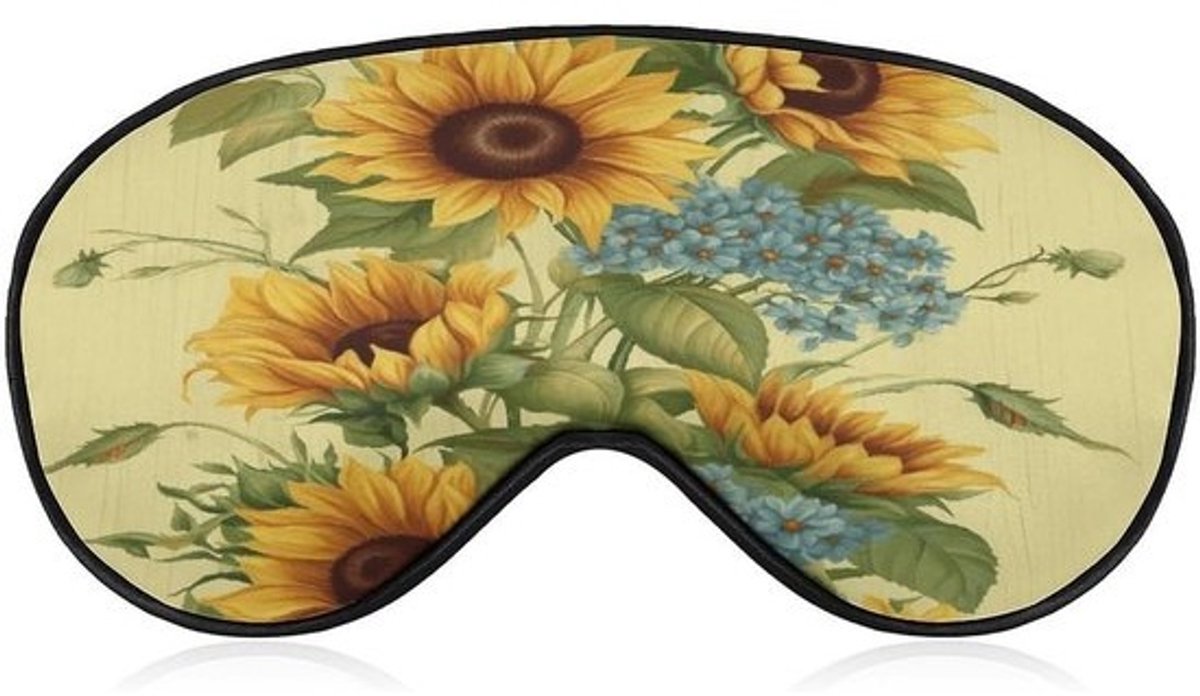 Oogmasker - Slaapmasker - Verbeter Slaapkwaliteit - Zijdezacht Huidvriendelijk - 22 x 12 cm - Zonnebloemen Print