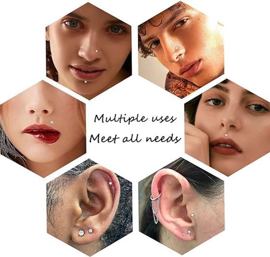16G Rvs Labret Lip Stud 6mm Tragus Helix Kraakbeen Lip Studs Neus Stud Oorbellen Piercing Sieraden — afbeelding 4