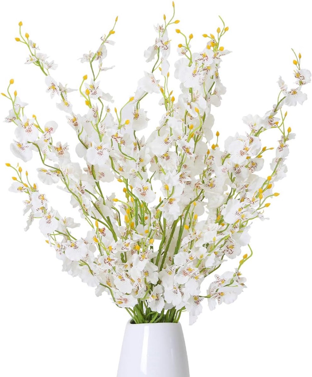 Dailygoods- Orchideeën 12 Stuks - Kunstbloemen Zijde - Dansende Orchideeën - Woondecoratie - Hoogte 97 cm - Kleurvariaties beschikbaar
