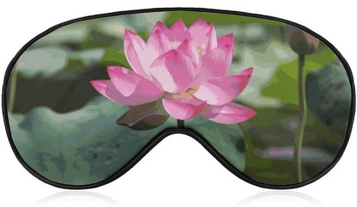 Slaapmasker - Oogmasker Blinddoek - Ontspannen Slaap - Verstelbare Band - 20.5 cm - Lotus Bloemen