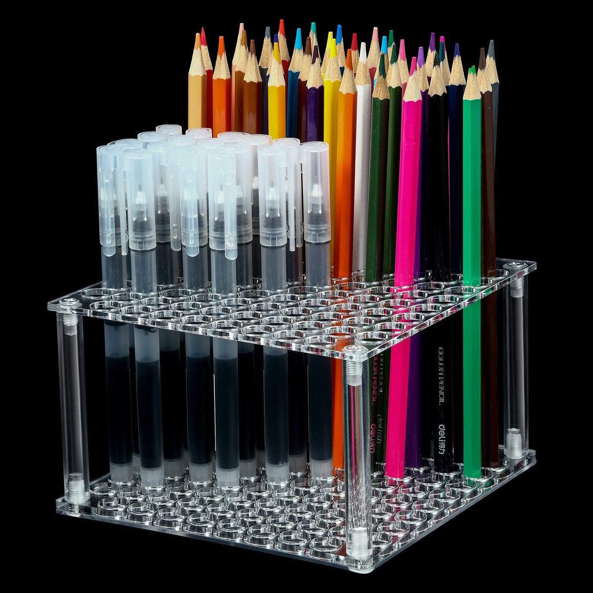 Dailygoods- Potloodhouder 96 Gaten - Bureau Organizer - Acryl Pen Houder - Penselen/Markers Display - Thuis Opslag - Eenvoudige Montage - Pennenhouder