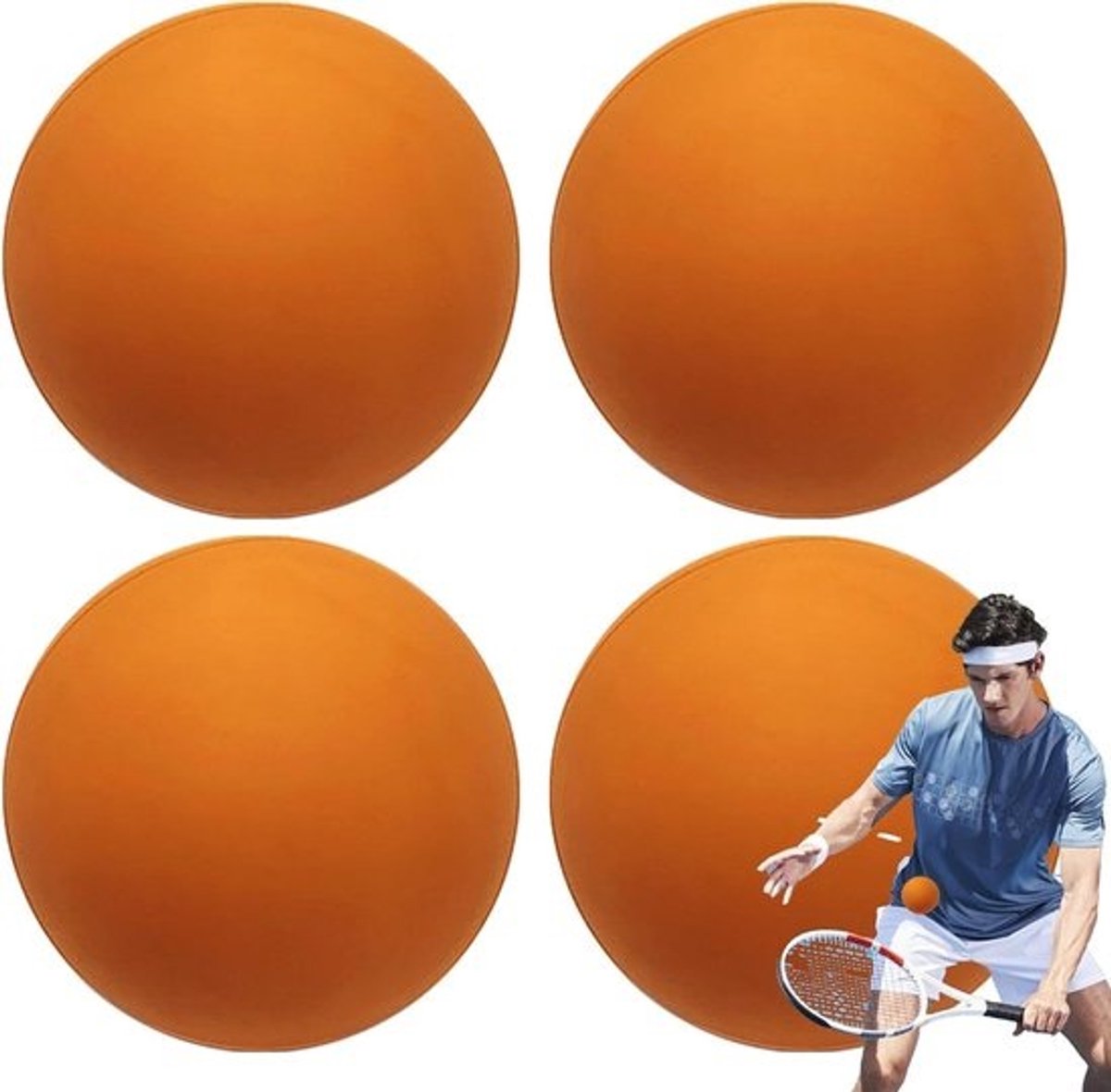 Squash Bal - Sport Bal - Sport Spelen - Sterk Rubber - 4 Stuks - Oranje