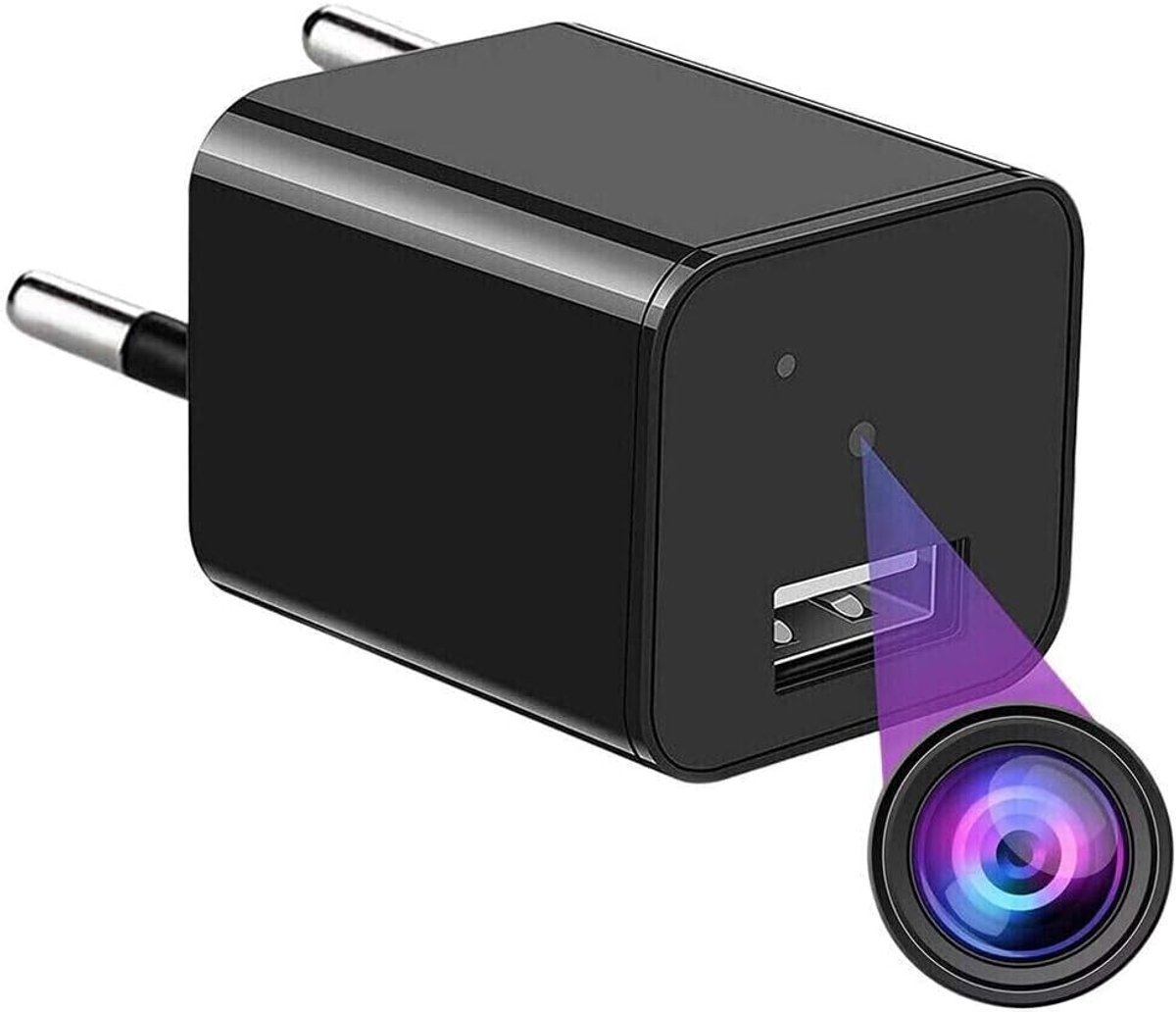 video-geluidsbewakingscamera, kleine camera, USB-oplader, Full HD, huis kantoor met bewegingsmelder