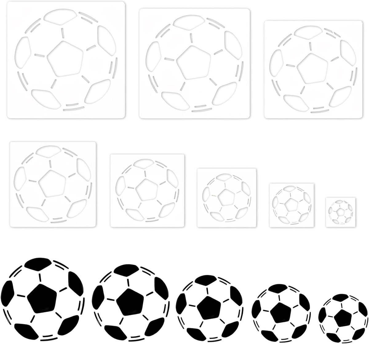 Creatieve Tekenmal voor Voetbal, 8 Stuks Herbruikbare Sjablonen voor Scrapbooking, Fotoalbums en DIY Kaarten