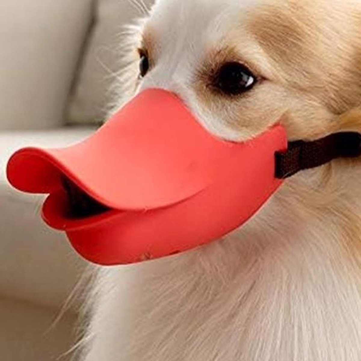 Hond Eend Mondkap - Hondensnuit Muilkorf - Ongewenst Gedrag Voorkomen - Verstelbaar Siliconen Ontwerp - Maat M - Rood