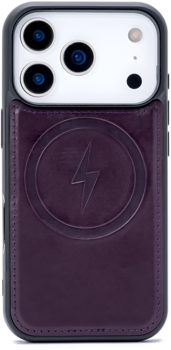 Casemania Echt Leren Hoesje Geschikt voor Apple iPhone 18 Pro Max - Dark Purple - Geschikt voor MagSafe - Leer Back Cover
