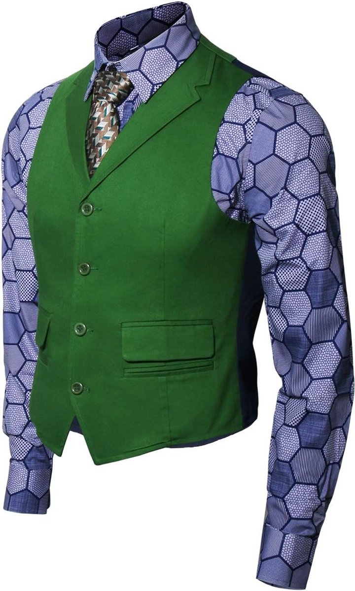 heren Joker-kostuum, overhemd, vest, stropdas, outfit, kostuumset, verkleedkostuum, ridder, Halloween, cosplay-rekwisieten