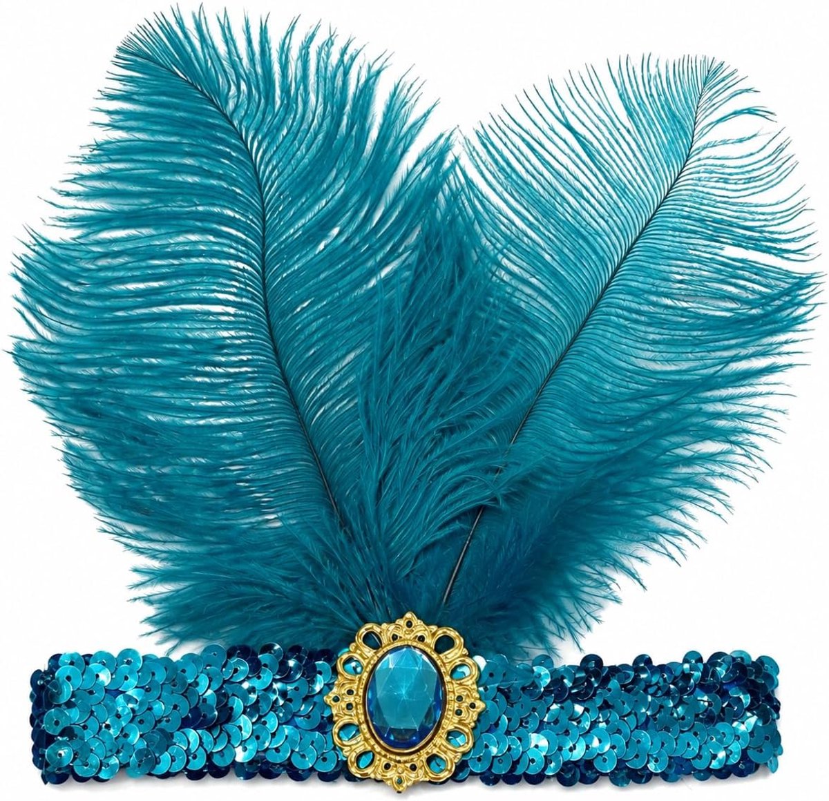 hoofddeksels 2 stuks showgirl hoofddeksels jaren 20 flapper hoofdbanden hoofddeksels accessoires voor vrouwen carnaval feestaccessoires (pauwblauw, 2 stuks veren)