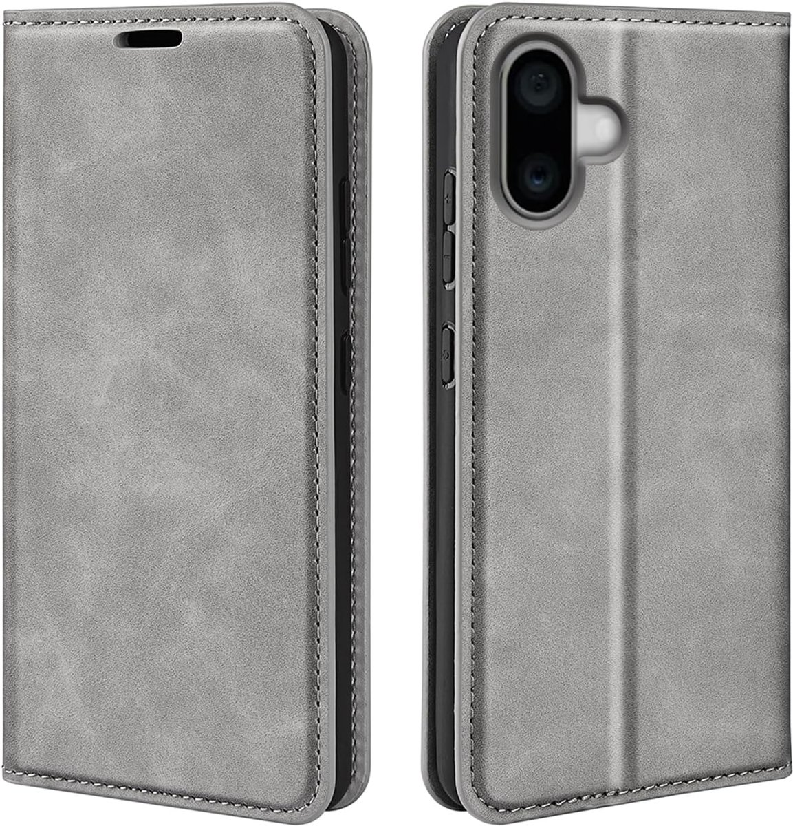 - Geschikt voor iPhone 16 - Luxe Wallet Bookcase (Magnetische Sluiting) - Grijs