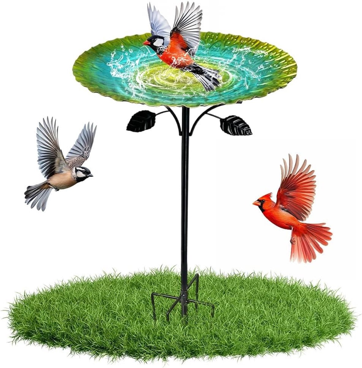 Stijlvolle Vogelbad voor de Tuin met 5-Punts Basis - 85 cm Hoog, Vorstbestendig Waterreservoir voor Vogels, Ideaal voor Tuinliefhebbers en Vogelaars