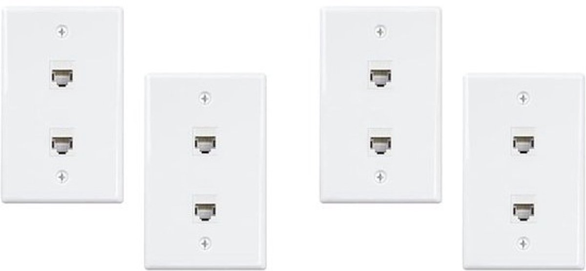 Ethernet Wandplaten - Netwerk Contactdozen - Netwerk Installatie - Dubbele Poort - 115 x 70 mm - Wit