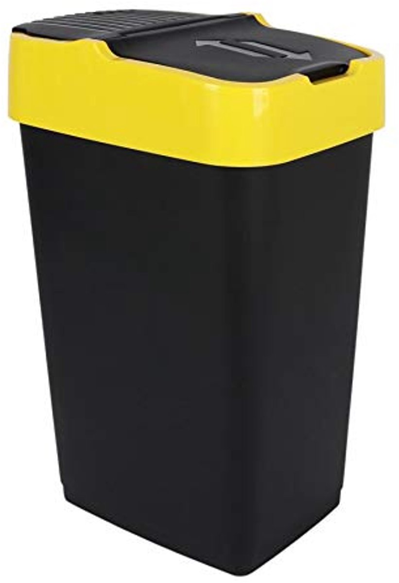 Afvalemmer met kanteldeksel - 60 l - kunststof - zwart - vuilnisemmer afvalcontainer afvalemmer afvalemmer
