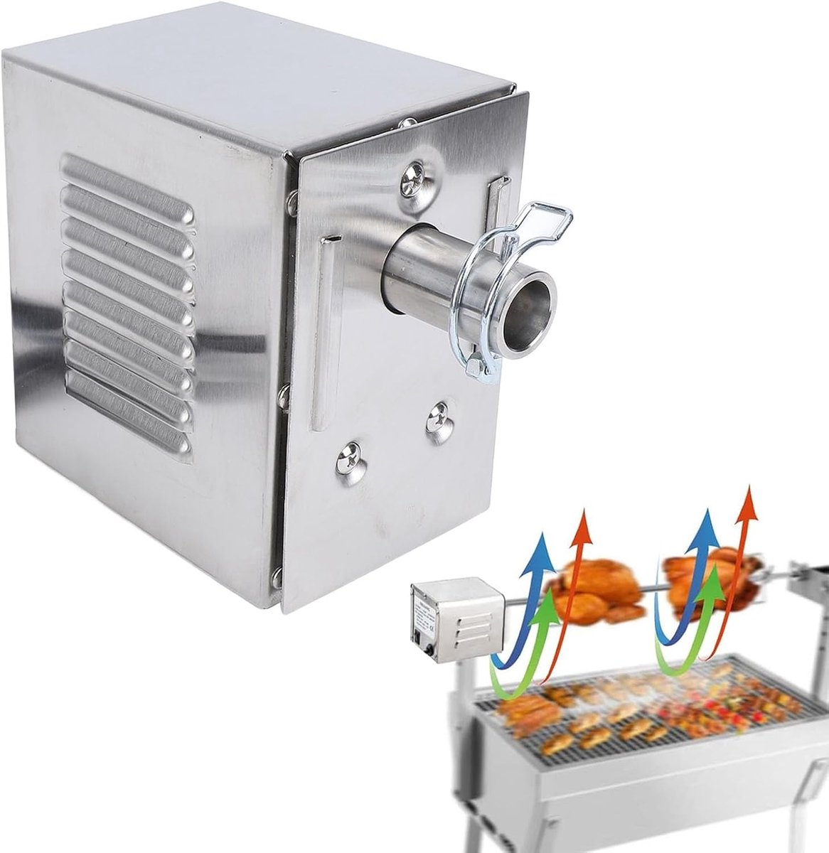 45W Universele Vervangende Draaispitmotor, Elektrische Koffiebrander-barbecuemotor met Waterdichte Aan/uit-schakelaar, Houd Tot 200-250 Kg, 2-3 RPM (EU-stekker)