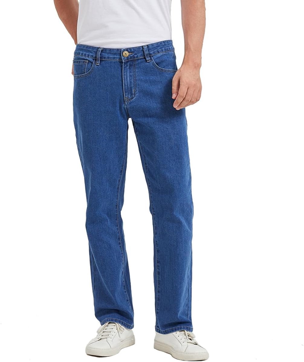 Jeans - regular fit denim broek, sweatjeans heren met gewassen denim-look