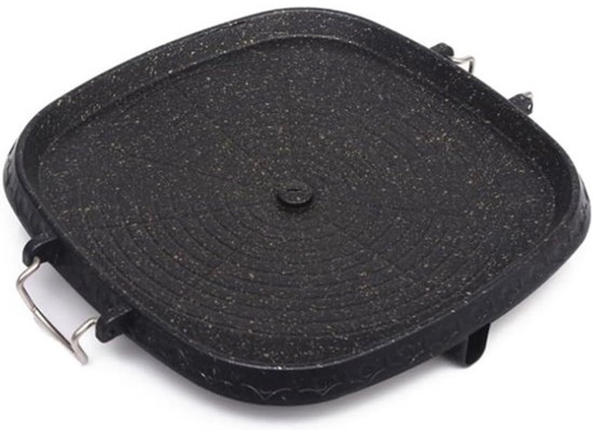 BBQ Grill Pan - Koreaanse Plaat - Buiten Koken - Gelijkmatige Warmte - Vierkant - Zwart