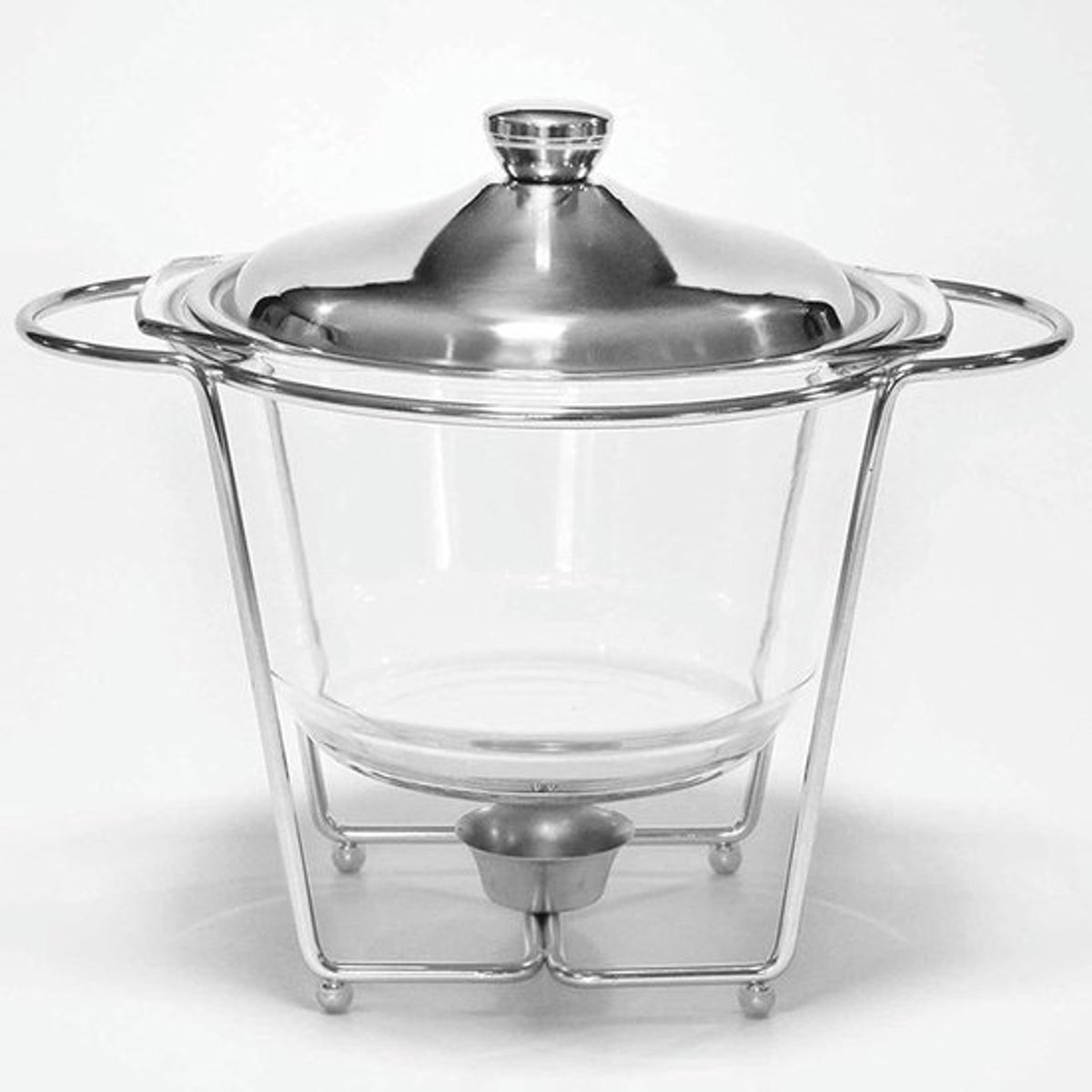 Chafing Dishes For Buffet 3.6 Qt Round Chafing Dish Buffet Set Stainless Steel Chafers And Buffet Warmers Sets With Glass Food Pan For Parties（Silver）