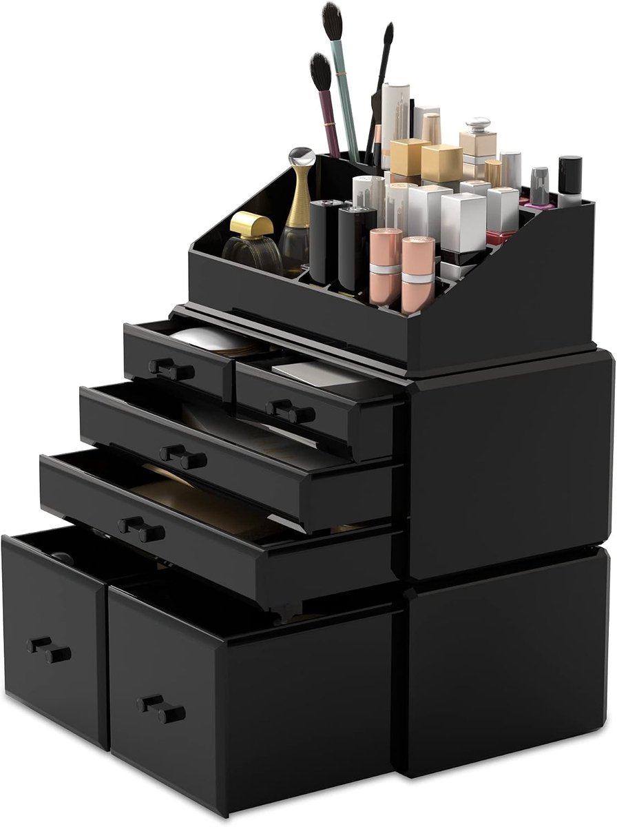 Make-up Cosmetische Organizer Opbergladen Display Dozen Case met 6 laden, 3 stuks, vrij gecombineerd en gestapeld.