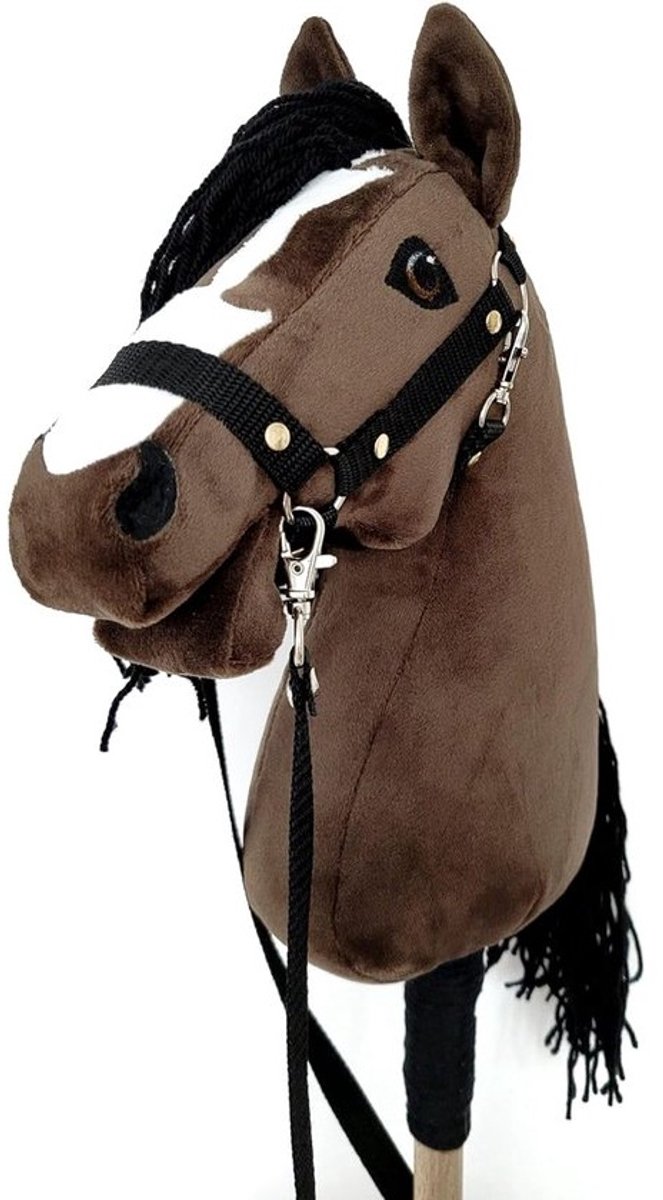 Stokpaard A4 - Paard op stok - Imaginative play - 100% handgemaakt - 70 centimeter - Donkerbruin