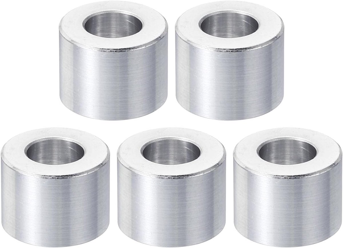 M10 Aluminium Spacers, 5 Stuks Metalen Spacer Aluminium 10,5mm ID x 20mm OD x 15mm L Aluminium Spacer Schroef Standoff Rond voor 3/8" M10 Schroef Bouten