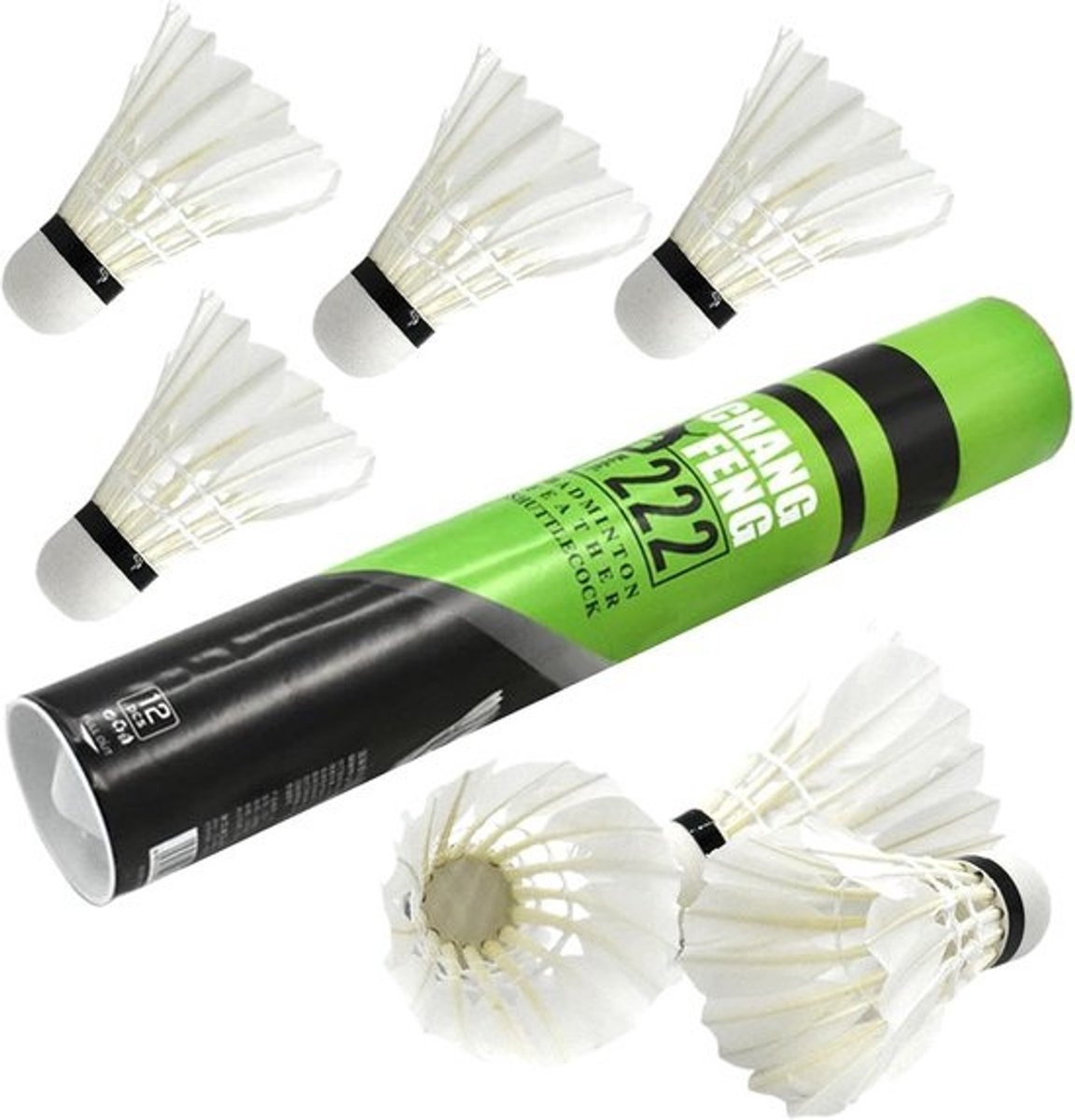 Badminton Ballen - Veerballetjes Set - Sport en Spel - Hoge Kwaliteit Veerstructuur - 12 Stuks - Wit