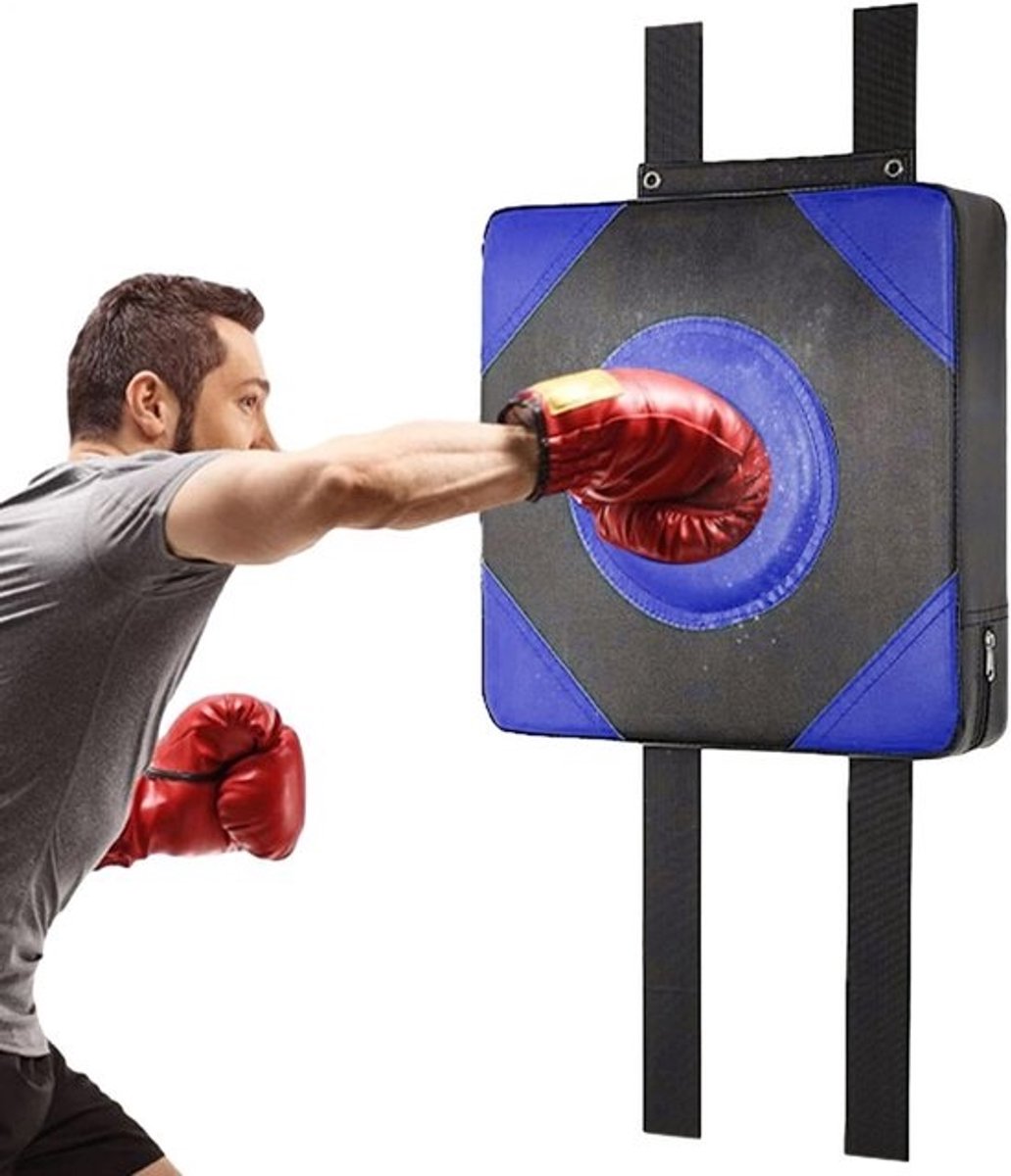 Wandbokskussen - Trainingsuitrusting - Fitness Cardio - In hoogte verstelbaar - 30x30x10CM - Blauw