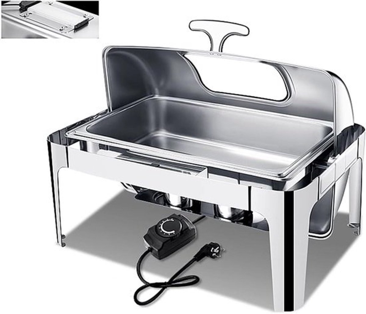Voedselwarmer Set - Buffet Verwarmer - Eten Warm Houden - Zichtbaar Deksel - 135 Liter - Zilverkleurig