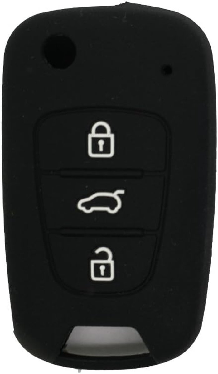 hoes beschermer hoesje houder skin jas compatibel met HYUNDAI KIA 3 knop flip afstandsbediening sleutelhanger CV2152 zwart