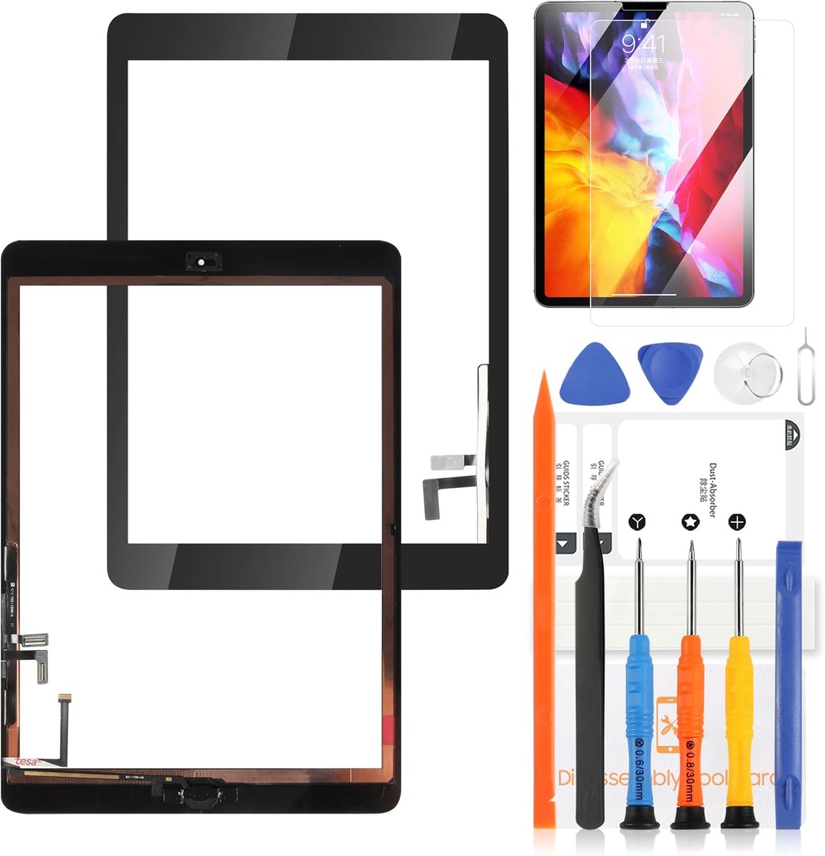 Touchscreen voor iPad Air 1 1st 9.7 2013 Digitizer Scherm voor iPad 5 A1474 A1475 A1476 Touchscreen Vervanging Reparatieset met Home Button (geen LCD-display) (wit)