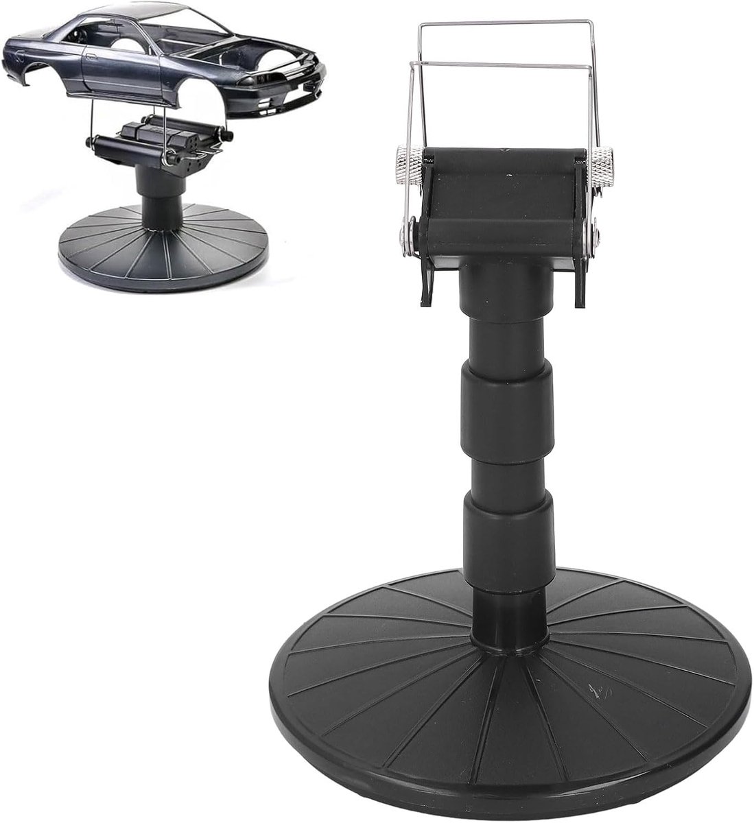 Dailygoods- Schilderstandaard Draaibaar - Spuitwerkstandaard - Verstelbare Veerbreedtes - Voor Modelauto's/Tanks/Vliegtuigen - Hoogte 19 cm - Soepele