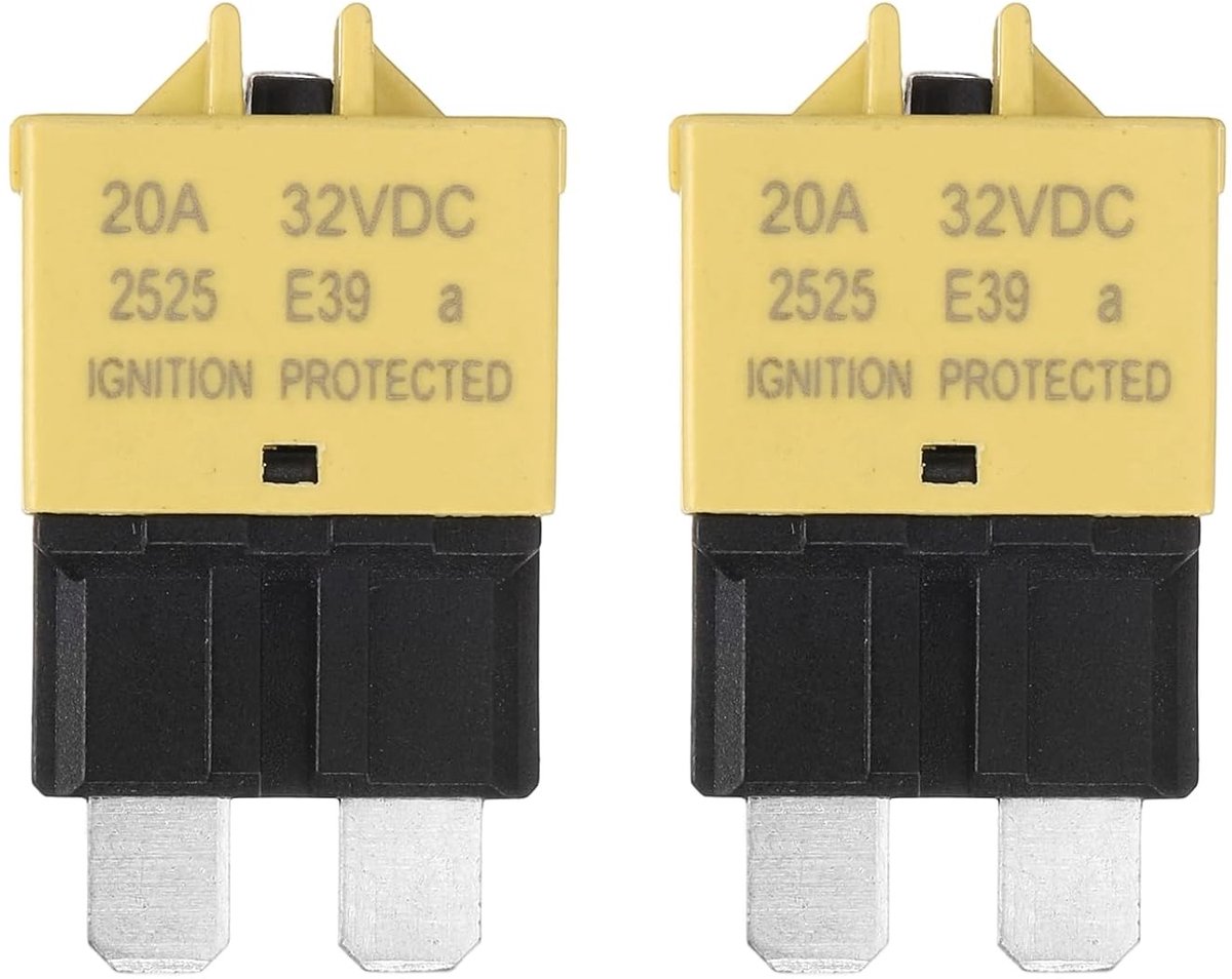 Handmatig resetbare zekering 32 V DC 20 A E39 platte constructie ATC/ATO handmatige bladzekering stroomonderbreker resetbare zekeringen
