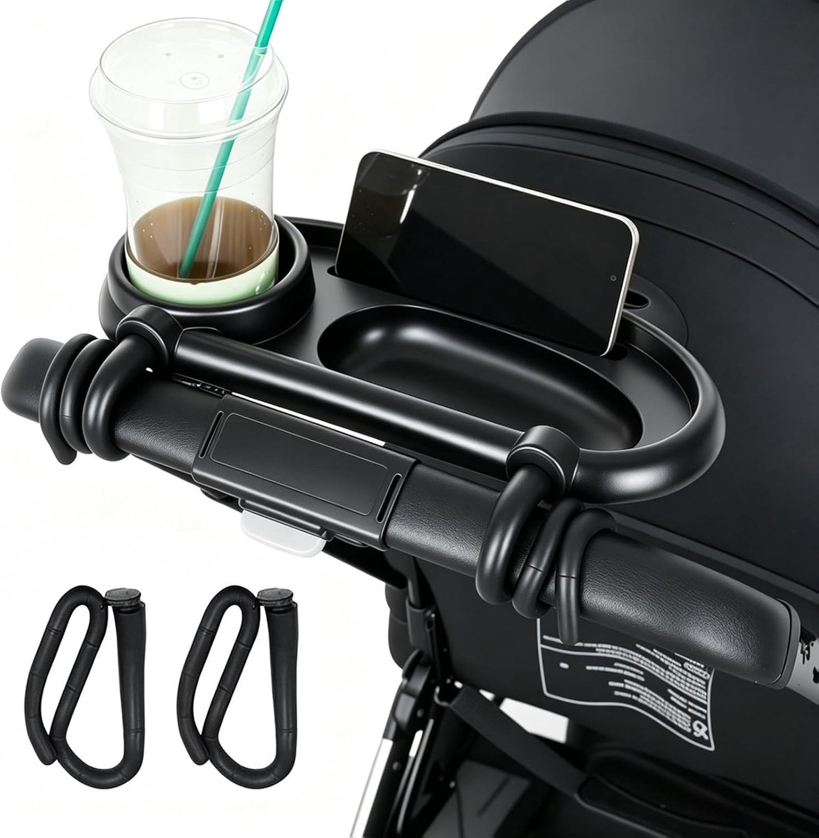 3-in-1 Snack Tray voor Kinderwagen met Verstelbare Clip - Drink- en Snackhouder voor Gemakkelijk Gebruik