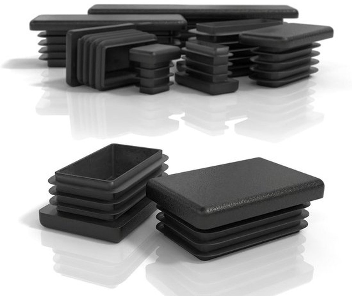 Lamellenpluggen Rechthoekig - Afsluitdoppen Buis - Meubelbescherming - UV-bestendig Polyethyleen - 35x20 mm - Zwart