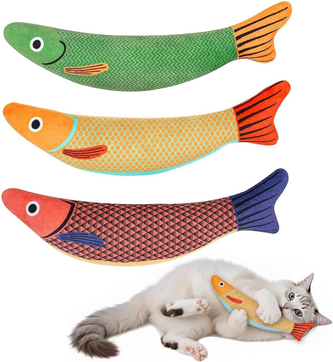kattenkruid speelgoed, interactief kattenspeelgoed, kattenkruid met bel en PP-katoenen vulling, zacht pluche kattentandspeelgoed voor verveling en jachtinstincten (3 stuks)