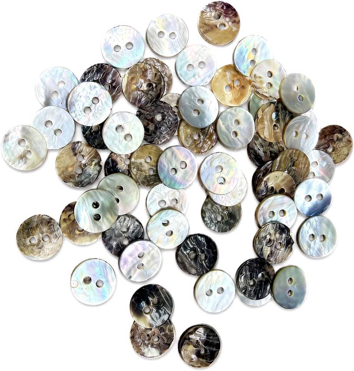 60 Stuks 2 Gaten Natuurlijke Parelmoer Schelpknopen, Kleine Ronde Knoop