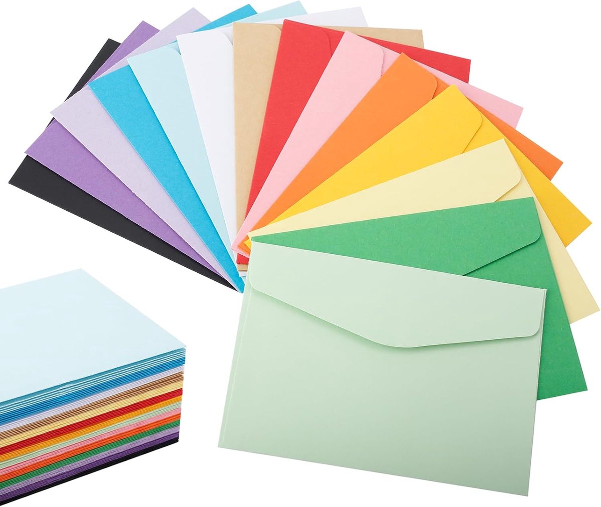70 stuks meerkleurige mini-enveloppen, premium gekleurde enveloppen, 11,5 x 8,2 cm, kleurrijke mini-enveloppen in 14 verschillende kleuren, perfect voor geschenken, wenskaarten, bruiloft, business
