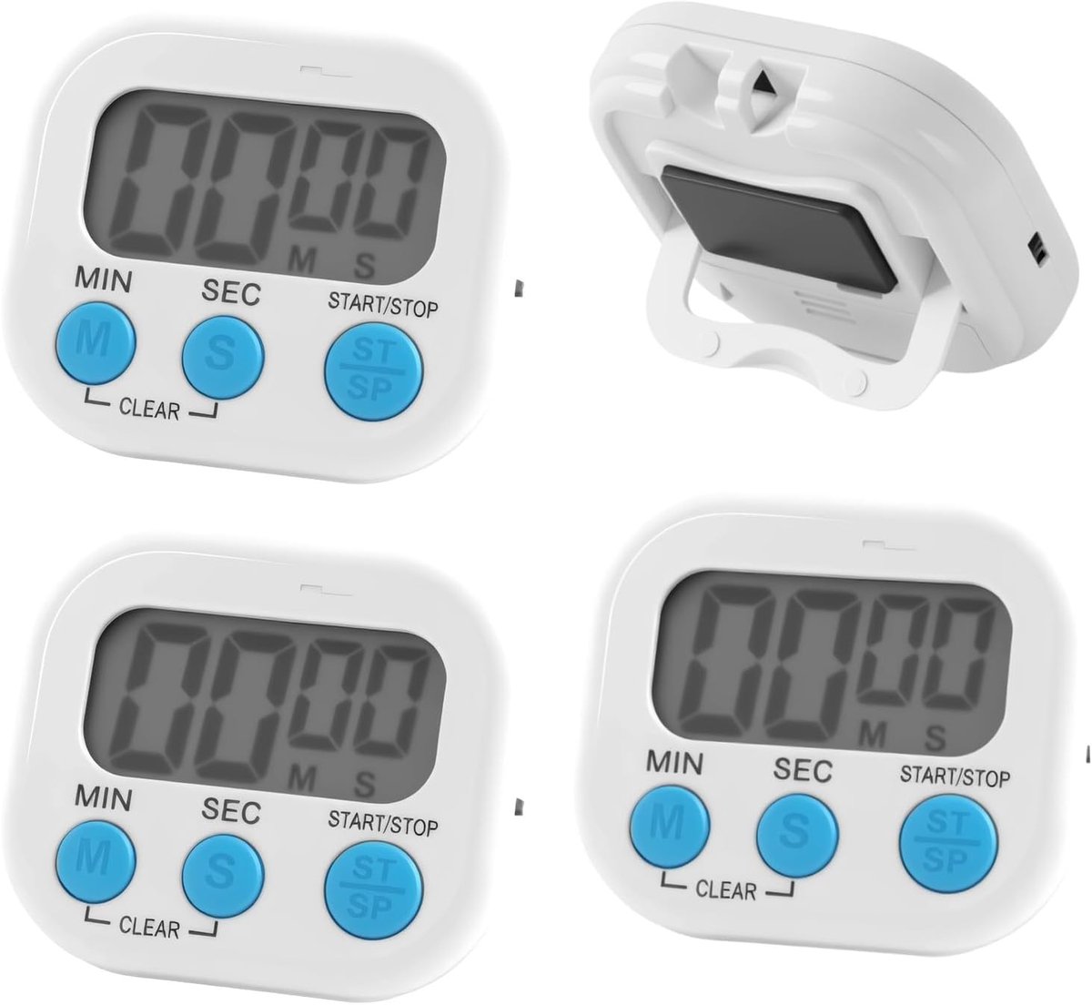 Keukentimers, magnetische stopwatch, timer met klok, digitale keukentimer om te koken, eierwekker, magnetische stopwatch, countup- en countdown-klok, timer voor bakken, studie